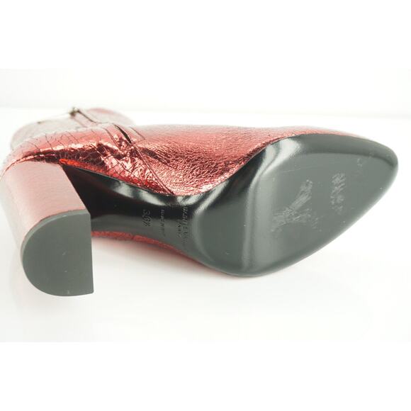 SAINT LAURENT Babies Red Metallic Ankle Boots Size 36.5 NIB YSL 90MM - Picture 11 of 12